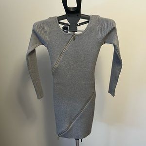 Grey ribbed sweater dress with zippers Sz Small